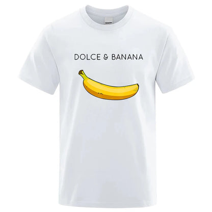 Summer Men's T-shirt High Quality 100%Cotton Funny Banana Printing Loose O-neck Men Short Sleeve Casual For Male T-shirt Top Tee