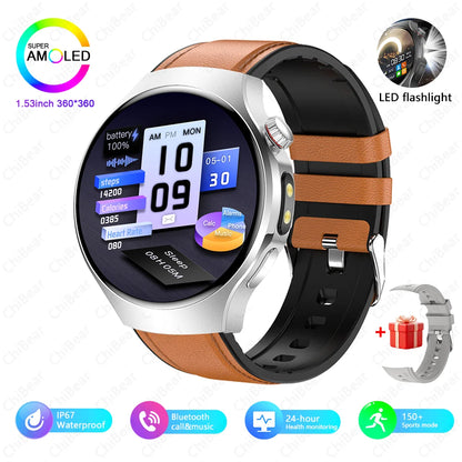 New Smart Watch Men Full Touch Screen Compass Bluetooth Call Flashlight Sports Activity Fitness Heart Rate Waterproof Smartwatch