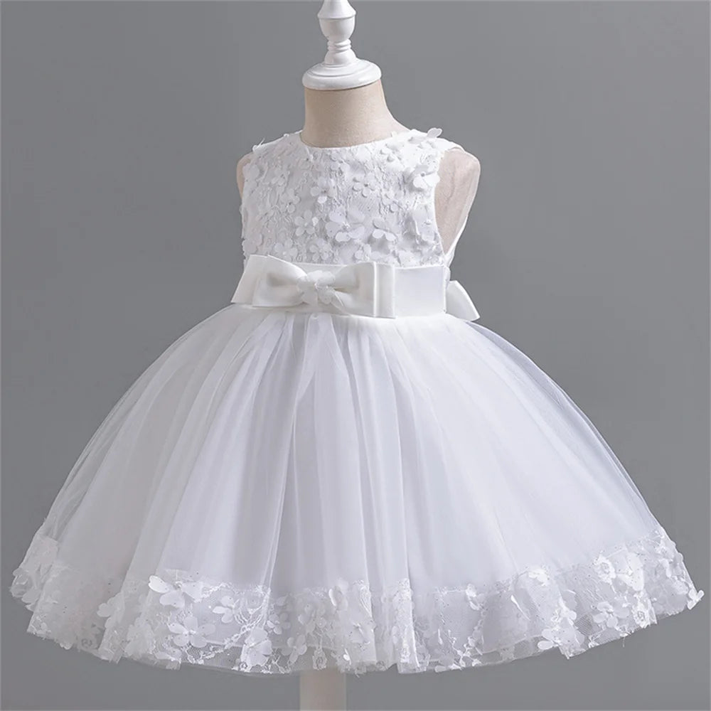 Girl's Dress 2024 New Girl's Butterfly Bow Princess Dress Fashion Sleeveless Mesh Dress Banquet Performance Evening Dresses