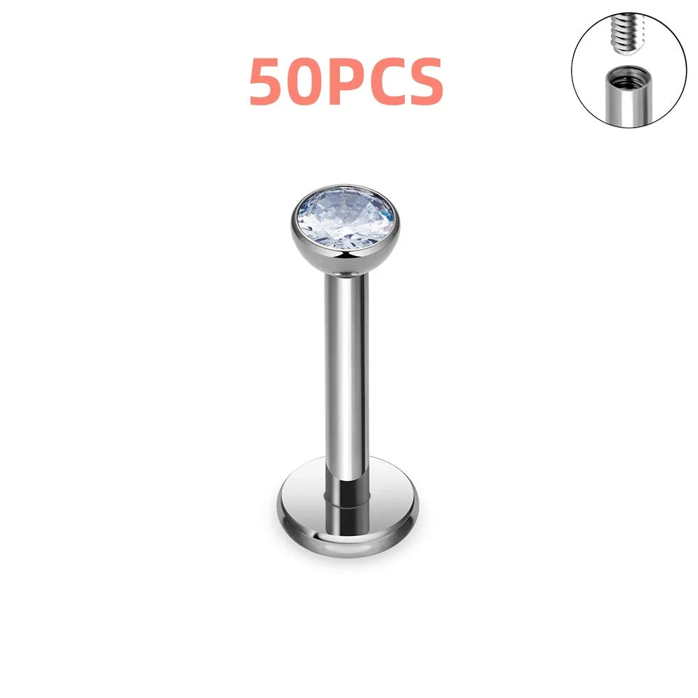 10/50PCS G23 Titanium Internal Thread Cup Shaped Ear Cartilage Nail Simple And Fashionable Perforated Jewelry Ear Nail Lip Nail