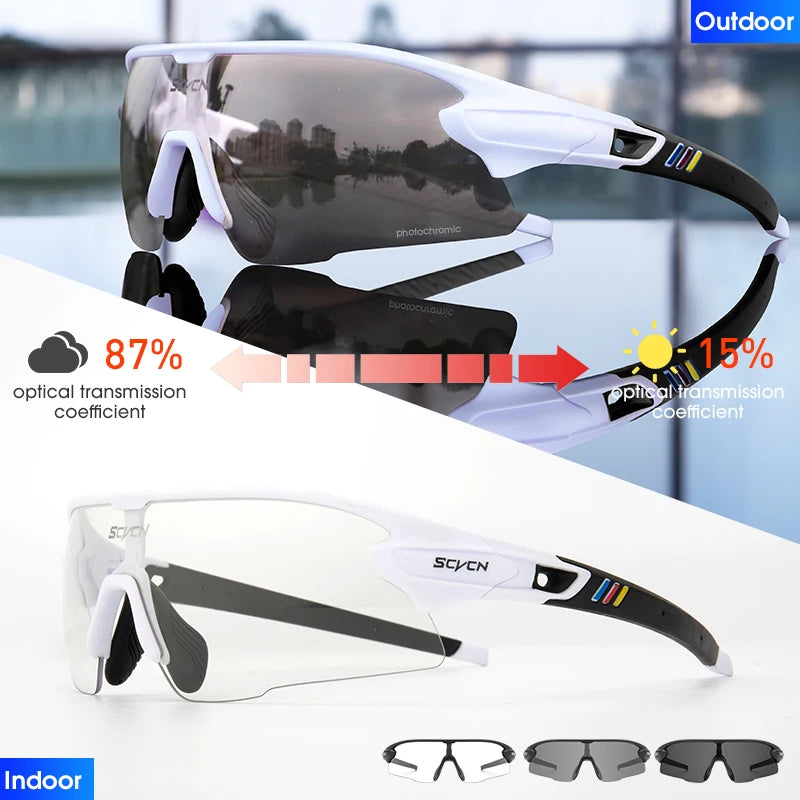 Cycling Glasses Red Photochromic Cycling Sunglasses Outdoor Bike Eyewear