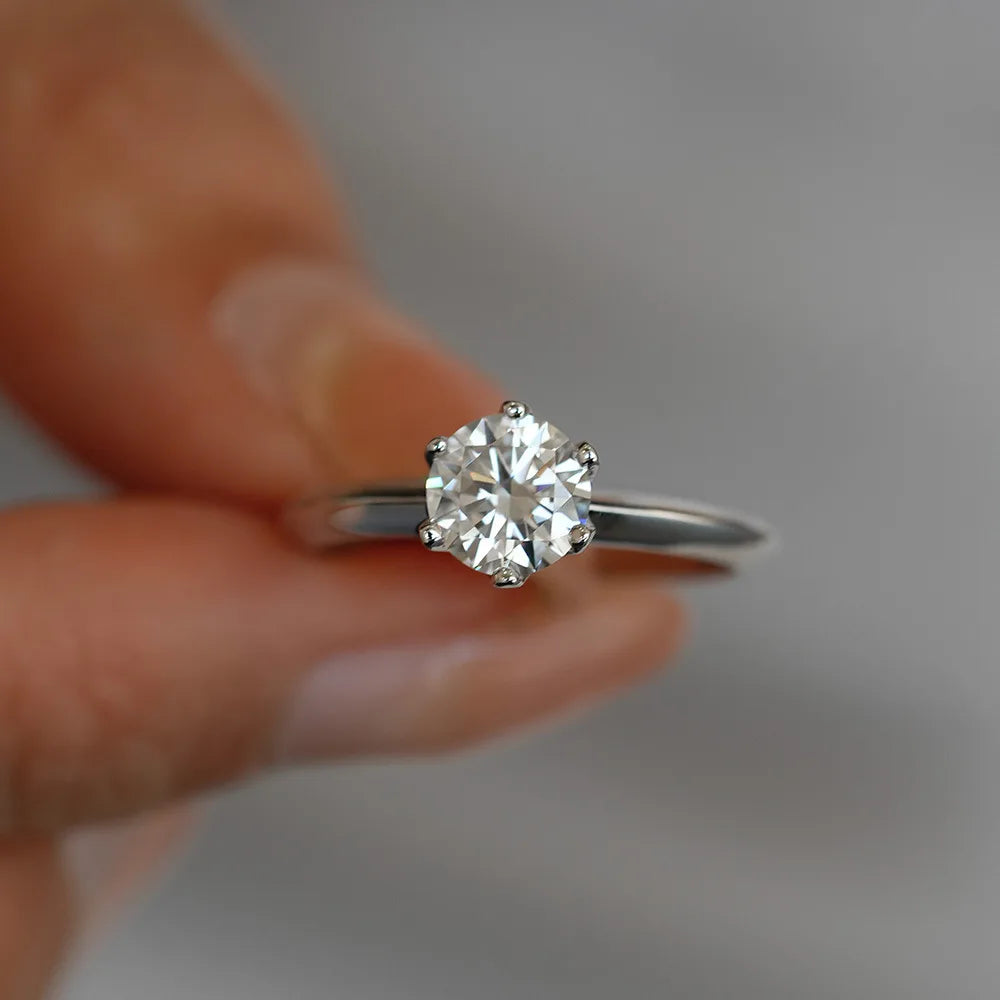 EWYA GRA Certified 0.5-10CT D Color Moissanite Solitaire Engagement Rings for Women Silver 925 Wedding Bridal Big Diamond Band