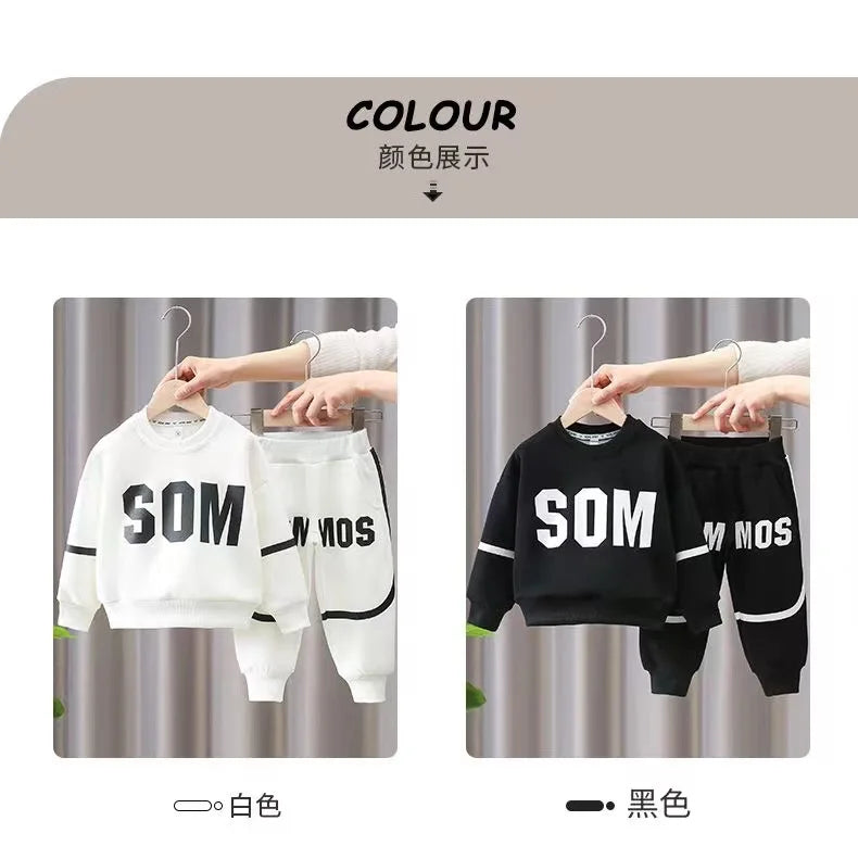 Spring Autumn Boys Clothing Set 2024 New Children's Baby Top and Pants Two Piece Boys Long Sleeve Sweater Set Kids Clothes Suit