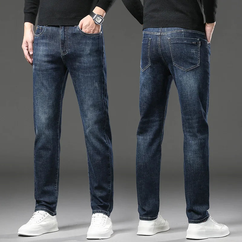 Men's Stretch Jeans Business men Straight Leg Classic Jeans Casual Denim