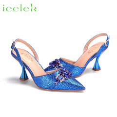 Royal Blue Elegant High Heels Nigeria African Ladies Shoes Matching Bag Set