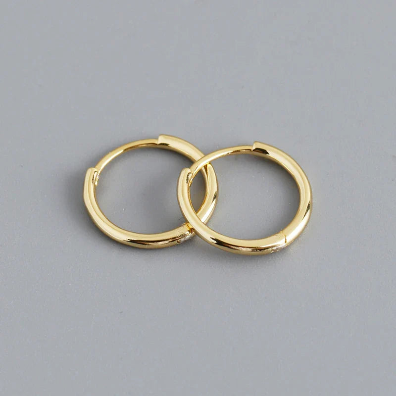 WANTME 925 Sterling Silver Minimalist Glossy Circle Hoop Earrings for Women Fashion Simple Ear Bone Piercing Jewelry Accessories