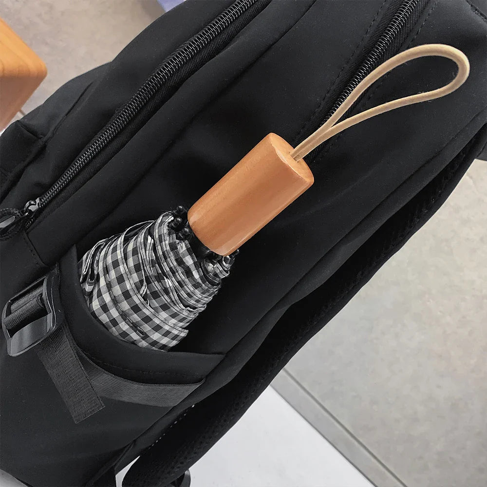 Large Capacity Solid Color Backpack for High School Students, Simple Black Travel Backpack for Middle School Students