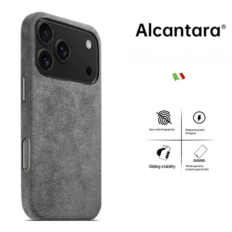 Real Italy Alcantara Magsafe Case for iPhone 17 Pro Max Air Premium Magnetic Cover Leather Cases for iPhone 16 17 Pro Max