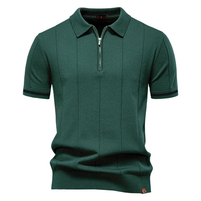 AIOPESON Men's Solid Color Sport Zipper Polo Shirt Athletic Social Polo Shirts for Men Office Slim Fit Polo
