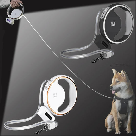 3M Dog Leash with Poop Bag Dispenser Flashlight Roulette Automatic Retractable Pet