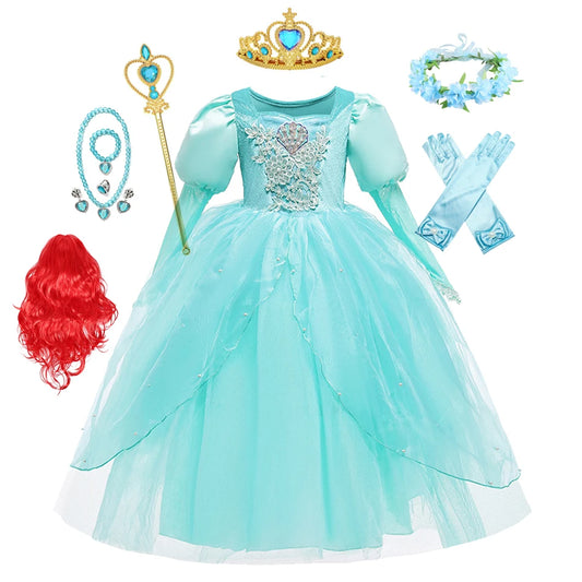 Mermaid Costume for Girls Princess Halloween Ball Gown Kids Ariel Cosplay