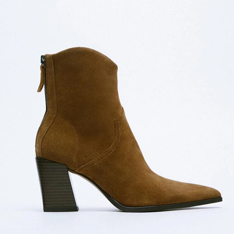 Ankle Boots Woman Heeled Cowboy Chelsea Ankle Boots Woman Winter