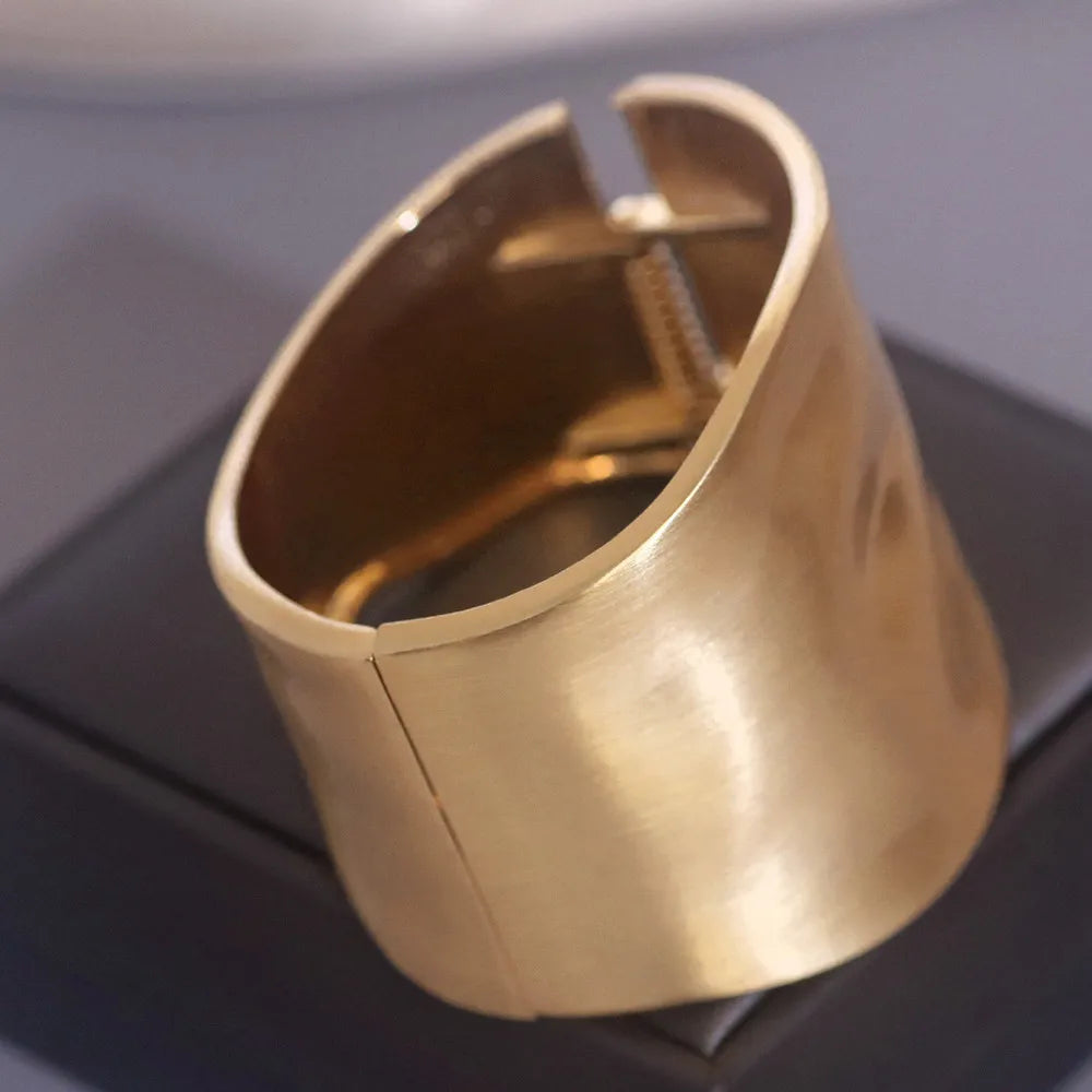 Punk Minimalist Alloy Matte Cuff Bangles For Women Statement Irregularly Wide Big Bangles Bracelet Party Fashion Jewelry Gifts