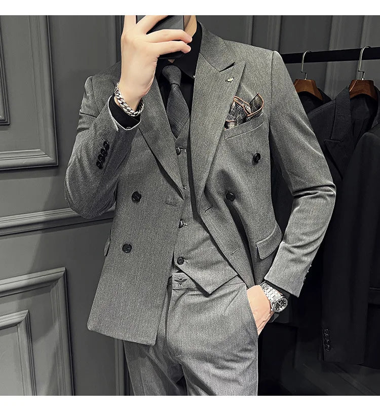 Prom Suits for Men: Men's Suit Three-piece Double Breasted Men's Suit
