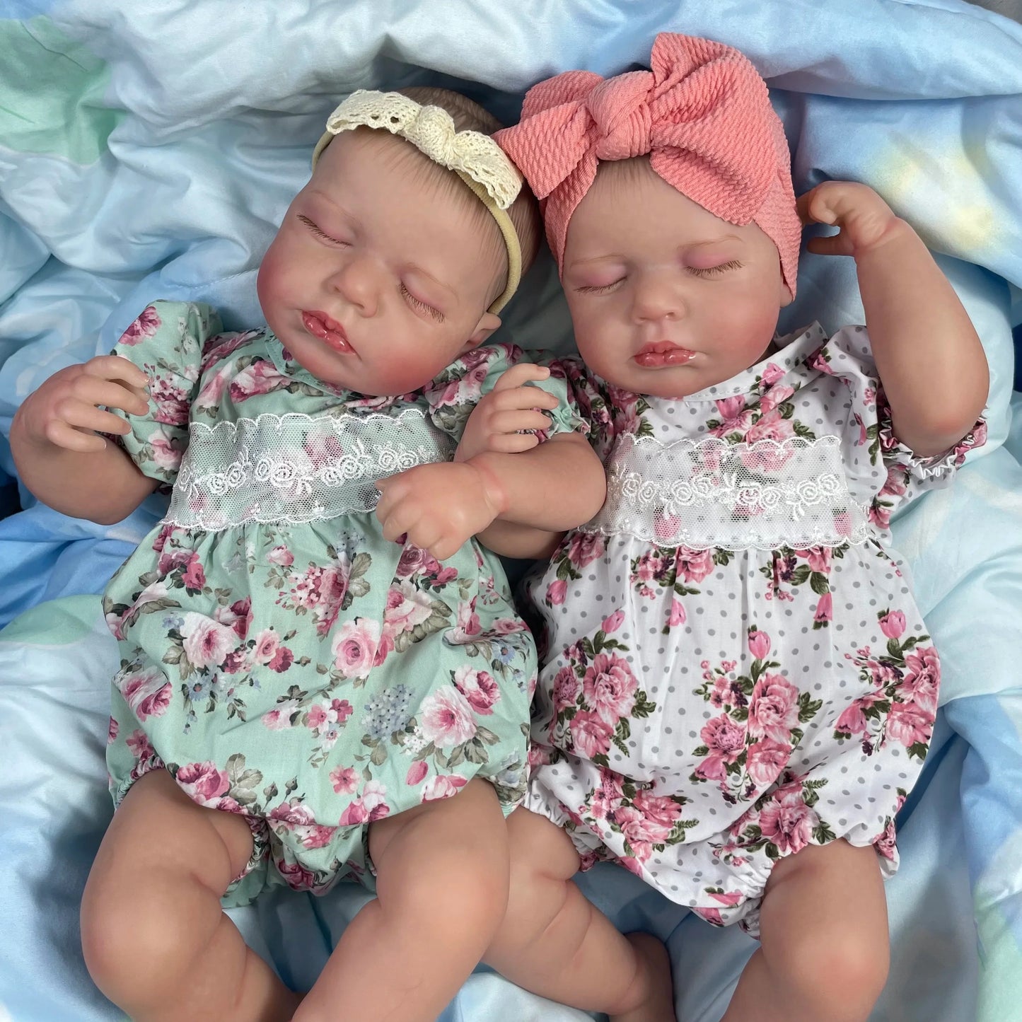 1Pcs 50CM Finished Reborn Baby Dolls LouLou Twins Girl Lifelike Silicone Vinyl Newborn 3D Skin Visible Veins DIY Toys For Girls