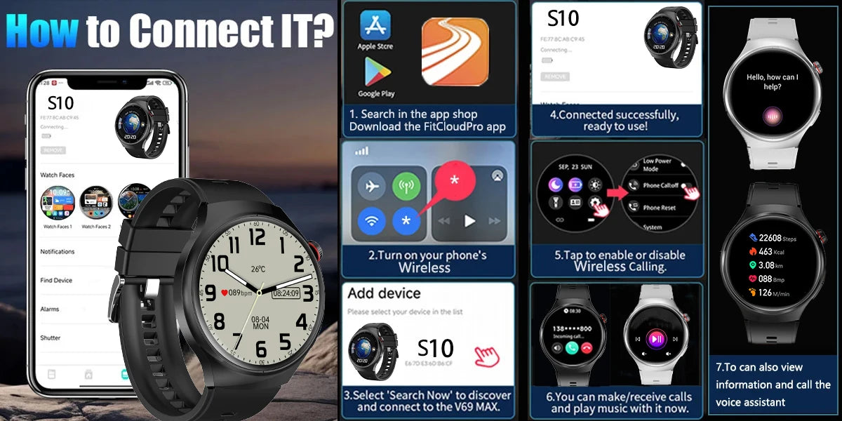 2025 New Smart Watch 6 Pro AMOLED 1.46 inch NFC Heart Rate Monitoring IP68 Bluetooth call Smartwatch Suitable For Android IOS