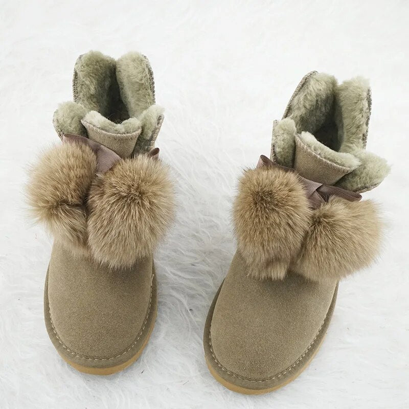 Leather Snow Boots Women Boots Fashion Australia Boots