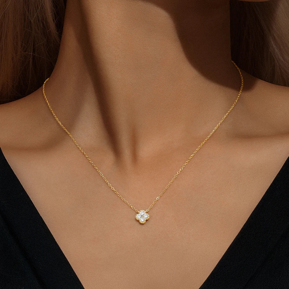 ROXI 100% 925 Sterling Silver Turquoise Crystal Petal Patter Pendant Necklaces For Women Delicate Wedding Jewelry Collar Mujer
