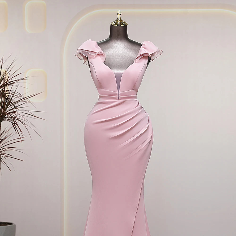 Homecoming Dresses: V-neck candy color pink prom dress luxury evening dresses