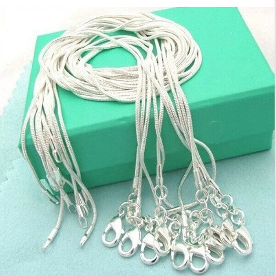 New Fine 925 sterling silver necklace women, silver fashion jewelry Snake Chain 1mm Necklace 16 18 20 22 24"