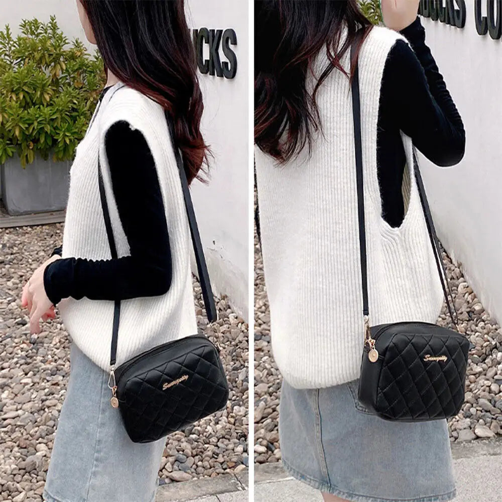 Simple Solid Color Leather Shoulder Bag For Women Lady Crossbody Messenger Bag