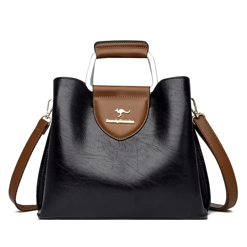 Brand Leather 3 Layers Alligator Crossbody Bag for Women Female Shoulder