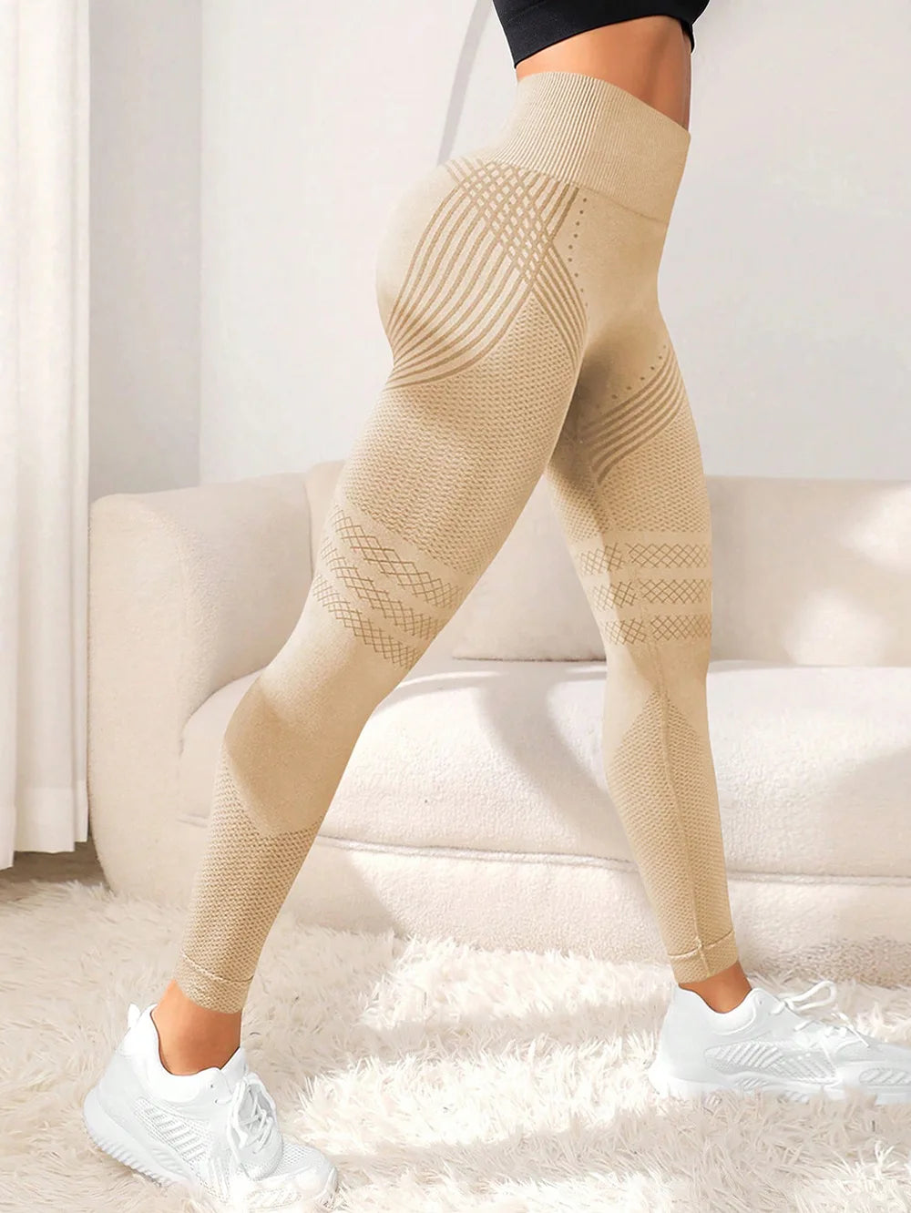 Leggings Women Lines Hip Lifting Motion Fitness High Waist Running Yoga Pants