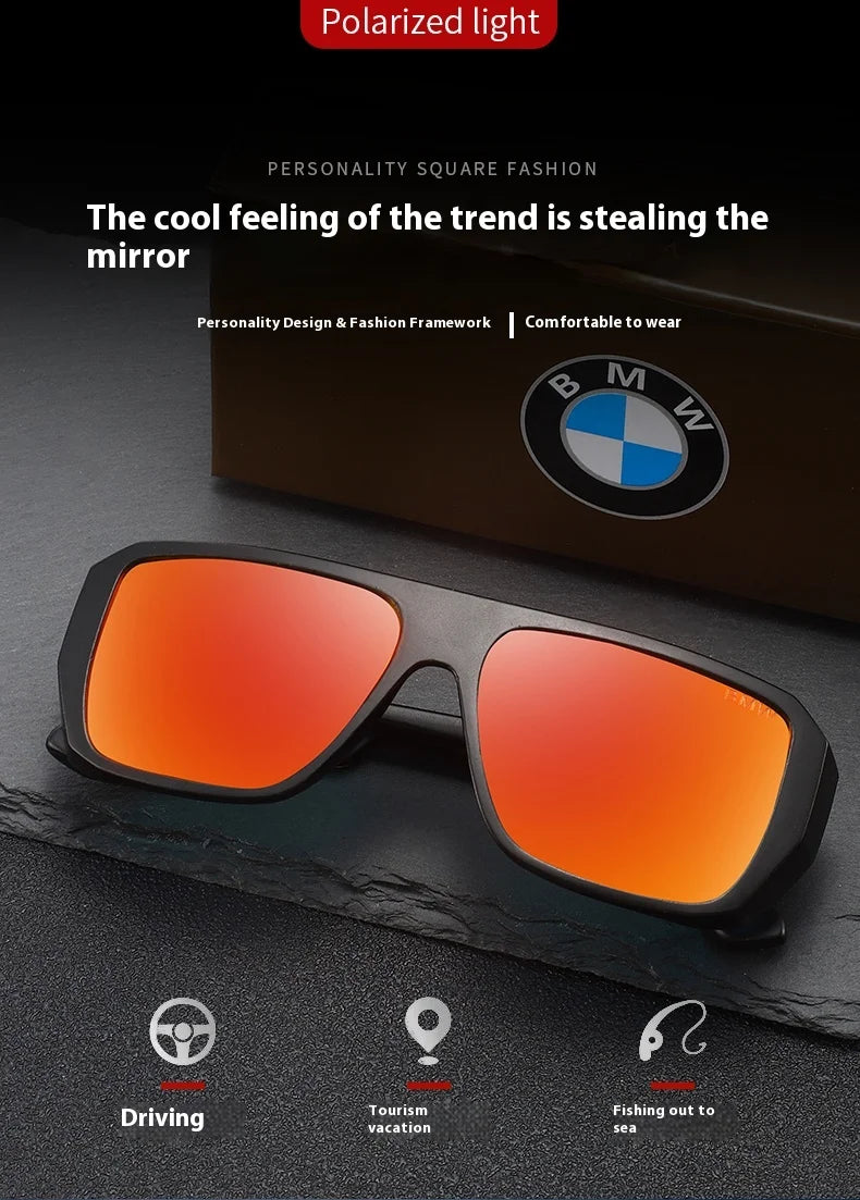 BWM Luxury Polarized Sunglasses Men UV Anti-Glare Driving Cycling Fishing Outdoor Beach Hiking Sunglasses Mirror Color Film