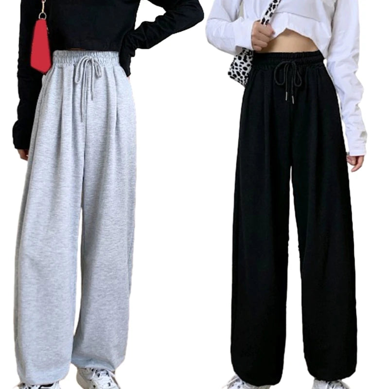 Women Casual Solid Color Baggy Loose Cinched Bottom Sweatpants Drawstring