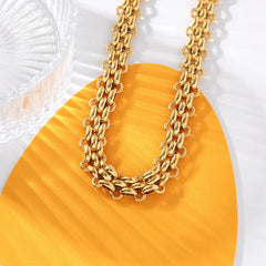 316L Stainless Steel Metal Cuban Chain Necklace For Women Hip Hop Punk Waterproof