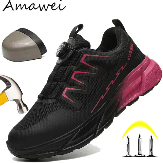 Womens Safety Shoes Steel Toe Sneaker Sport Work Safety Boots Puncture Proof Work Shoes Anti-smash Indestructible Ankle Boots