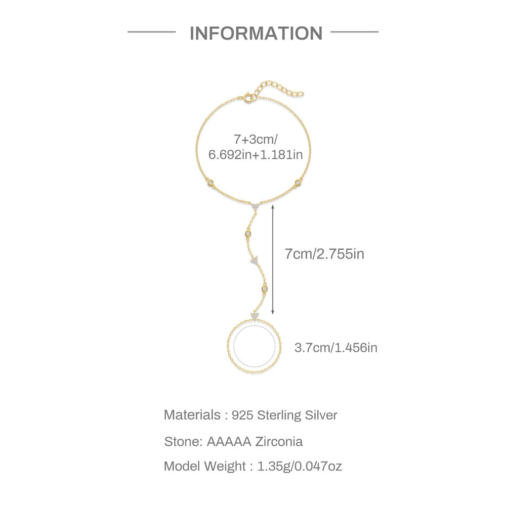 ROXI 925 Sterling Silver Evil eyes Blue/White Zircon Bracelet With Finger Design For Women Hand Chain Bracelet Party Jewelry