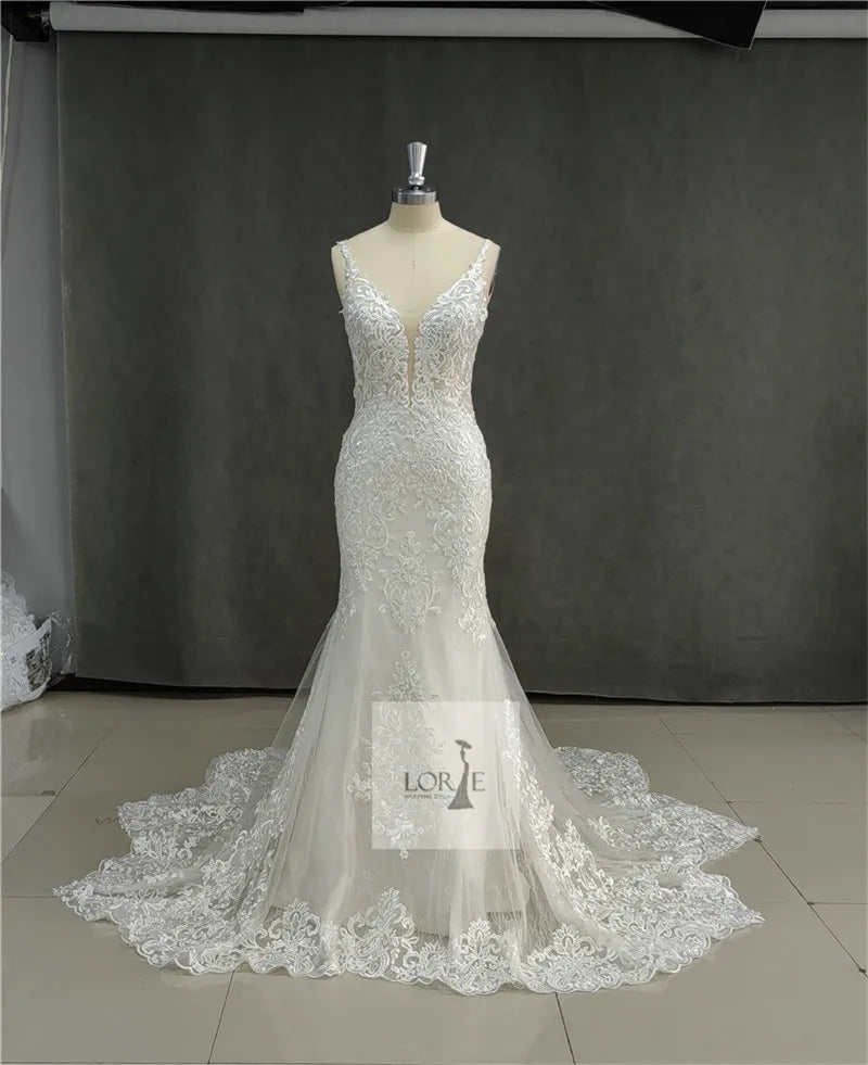 White Bridesmaid Dresses: Mermaid Wedding Dresses Spaghetti Strap Soft Tulle Backless
