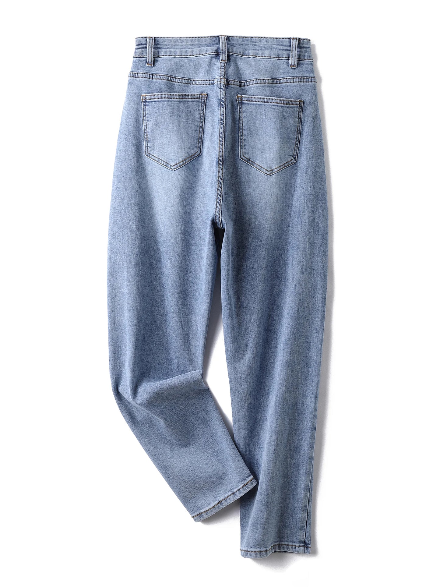 Plus Size Harem Light Blue Jeans High Waist Stretchy Full Length Slim Fitting Tapered
