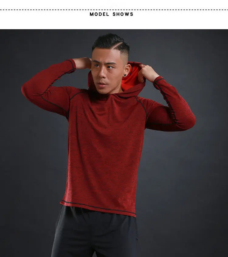 Men Hoodies Summer Running Fitness Casual Hooded Quick Dry Sweatshirts