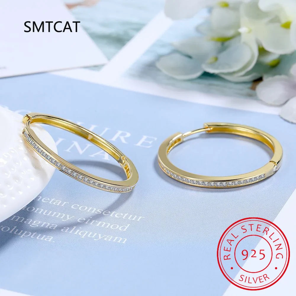 Princess Cut Moissanite Diamond Hoop Earring 925 Sterling Silver for Women 18k Gold Sparkling Square Huggie Fine Jewelry