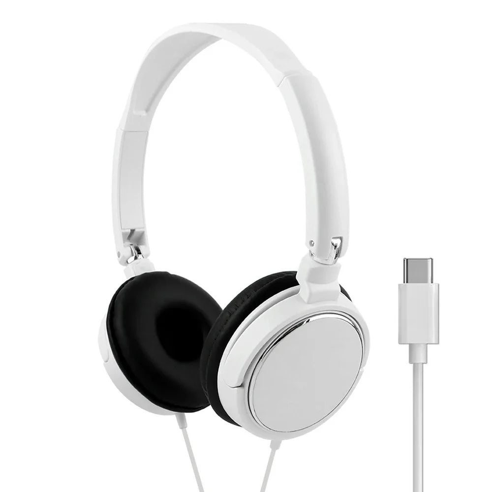 3.5mm/Type-C Wired Headphones Foldable Adjustable Headset Bass Stereo Earphones For Pc Mp3 Mobile Headphones With Noise Cancel