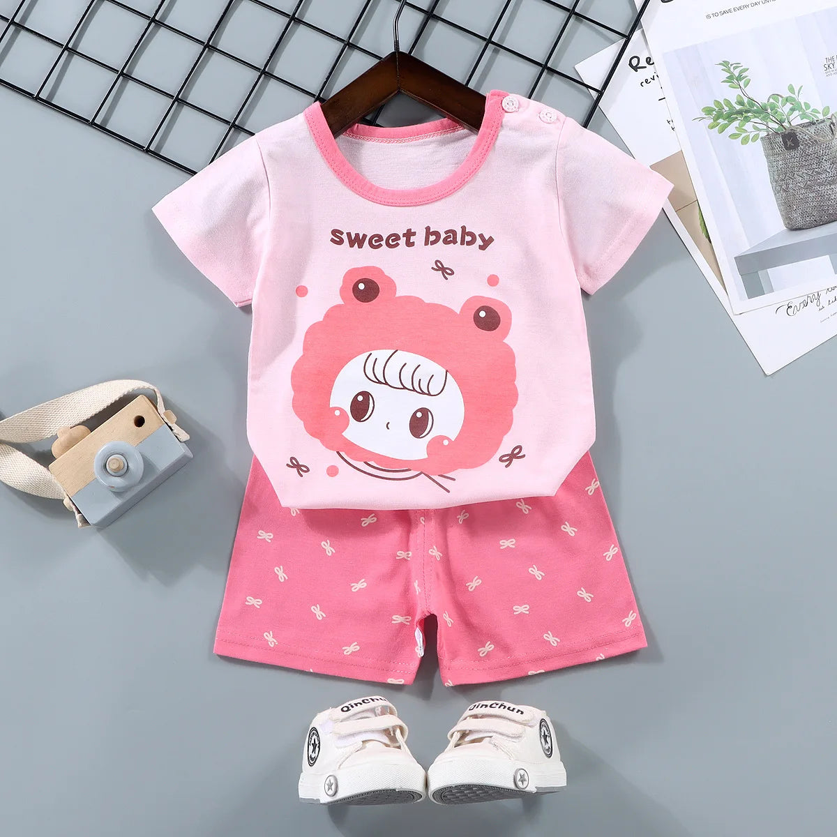 Children's Short Sleeved Set Pure Cotton Boy T-shirt Baby Summer Children's Clothing Girl's Shorts Baby Clothes Summer Clothing