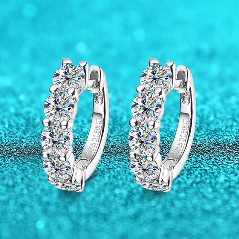 Smyoue 18k 3cttw Moissanite Hoop Earring for Women 4mm Stones D Color Sparkling Created Diamond Earring 100% 925 Sterling Silver