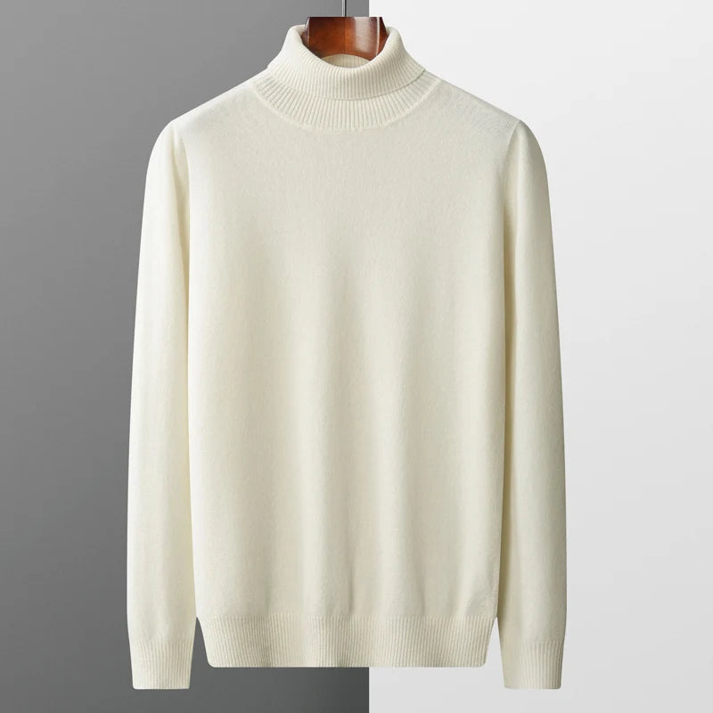 Autumn and winter 100% pure merino wool pullover men's turtleneck