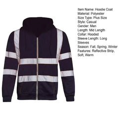 Winter Work Safety Coat Reflective Hoodie Reflective Strip Men's Hoodie Coat