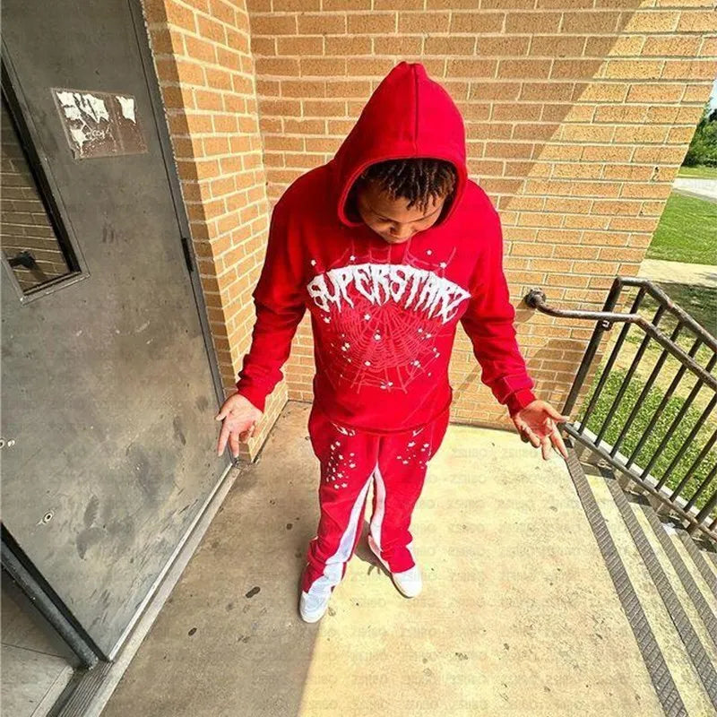 Y2K Cobweb Printed Hoodies Women Autumn Winter Harajuku Zip Up Hooded Sweatshirt
