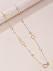 18K gold-plated stainless steel hollow square round rectangular star long necklace