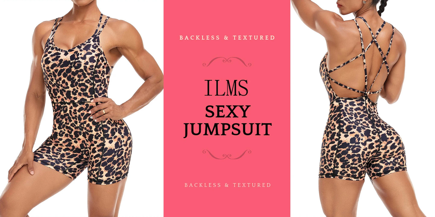 V Back Romper One Piece Workout Shorts Jumpsuits Sexy Athletic Yoga Back Scrunch