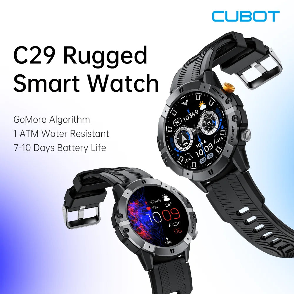 CUBOT C29 SmartWatch 1.52-inch 1ATM Waterproof Sport Watch for Men 410mAh Battery, Bluetooth Call, Heart Rate&24H Health Monitor