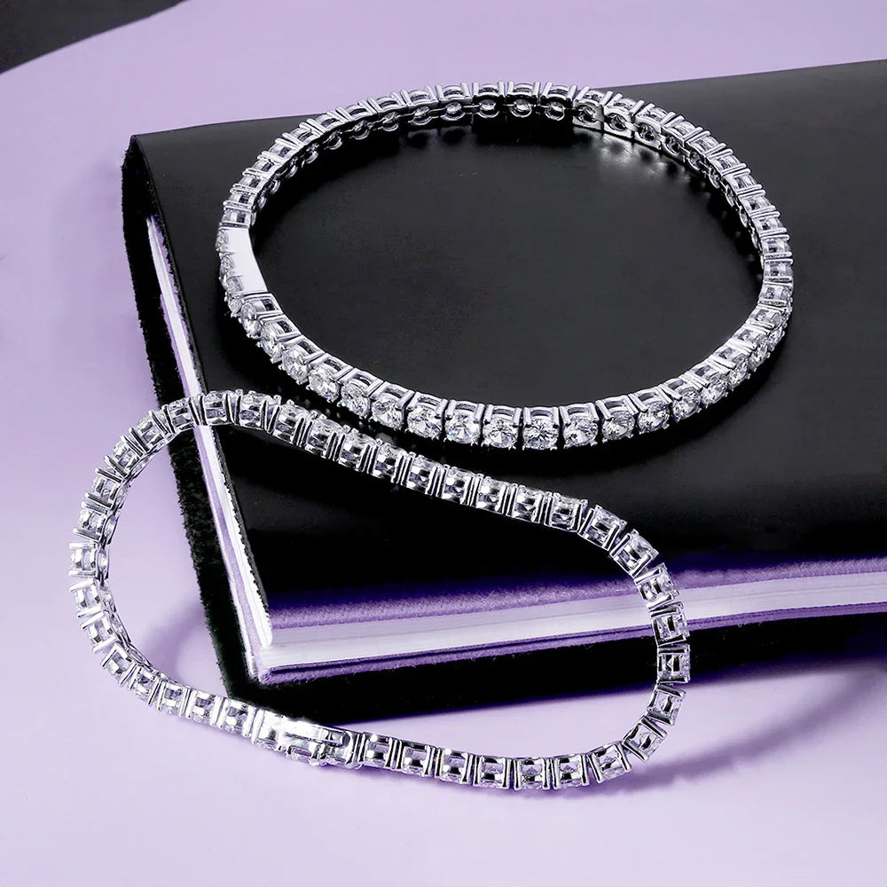 ORSA JEWELS Authentic 925 Sterling Silver Tennis Chain Bracelet Moulding Process Hanmade High-end Hand Chain for Man Woman SB128