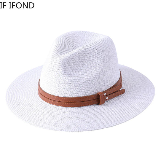 56-58-59-60CM Natural Panama Soft Shaped Straw Hat Summer