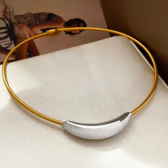 Jewelry Metallic Stainless Steel Silver Plated Gold Color Choker Necklace For Women