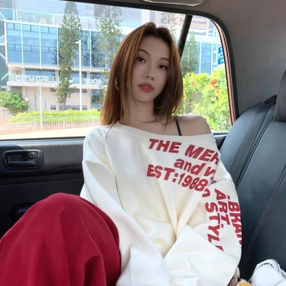 Y2k Sexy Oversize T shirt Women Streetwear Print Long sleeve Basic Top Lady Fall Winter Korean Fashion Oversized Tees Shirt