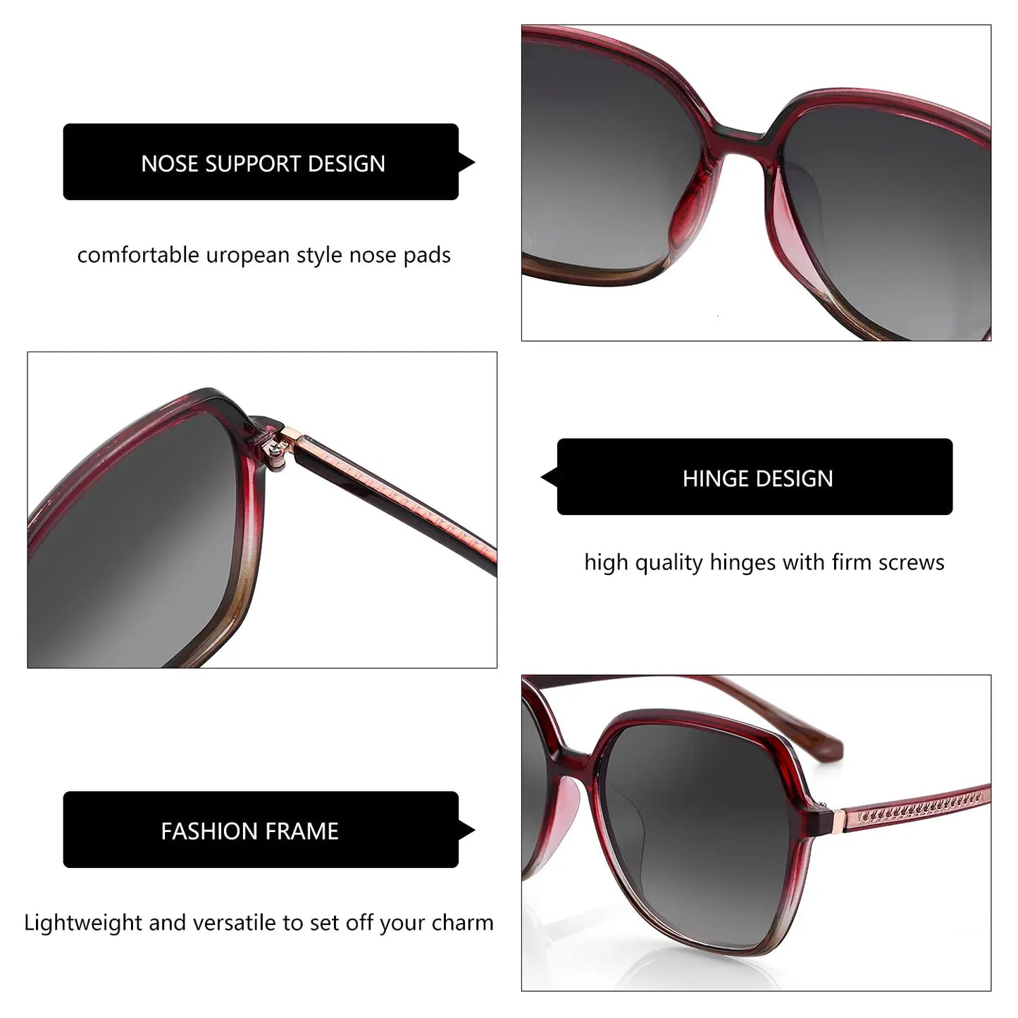 Oversized Polarized Sunglasses for Women Big Square Frame UV400 Sun Glasses Luxury Brand Design Dirving Shades Ladies